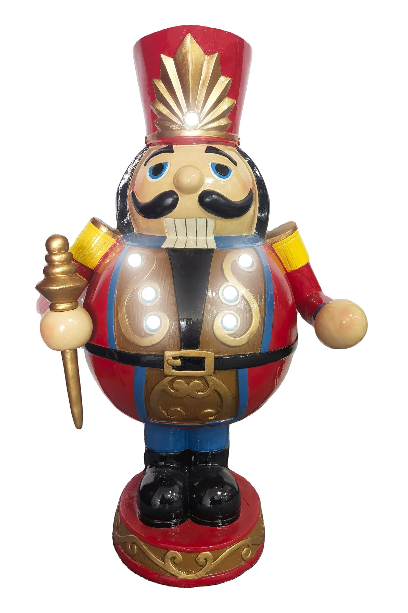 Fraser Hill Farm Nutcracker Figurine Holding A Staff, With Built-In Led Lights | Standing At 36 Inches Tall | Perfect Interior Christmas Decoration For Any House | Red | Ffrs036-1Nc-Mlt2