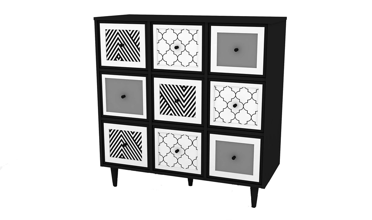 4D Concepts Theo Cabinet, 36.1X15.6X36.7, Black And White