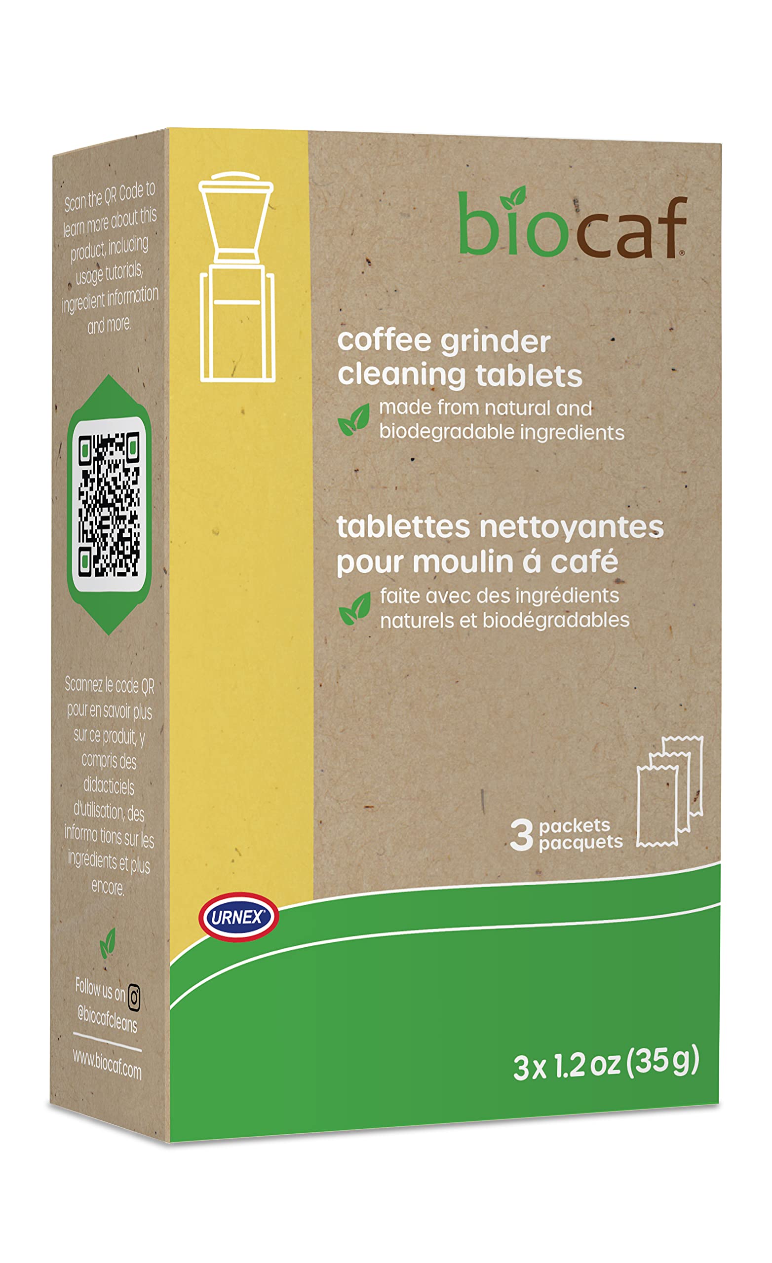 Urnex Full Circle Coffee Grinder Cleaning Tablets - 3 Single Use Packets - Coffee Grinder Cleaner Removes Coffee Residue and Oil