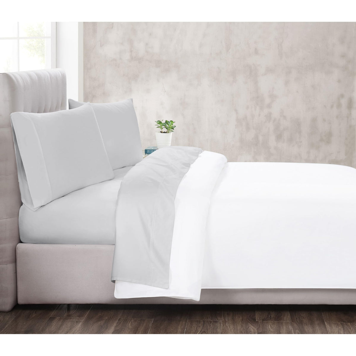 Christian Siriano Ny 300Tc Cotton Sateen Grey Queen 4 Piece Sheet Set