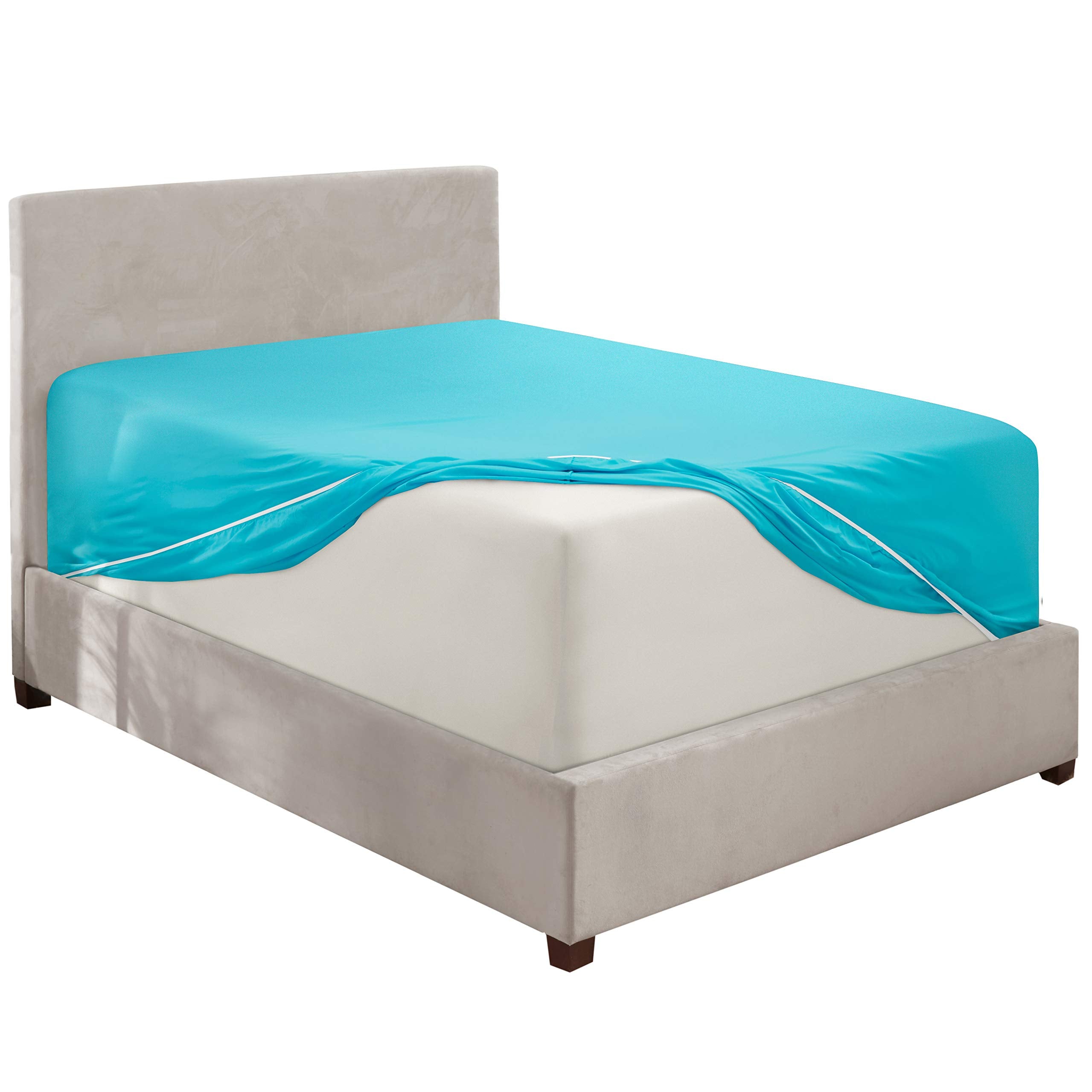 Nestl Beach Blue Fitted Sheet Queen Size, Extra Deep Pocket Queen Fitted Sheet Only, 1800 Microfiber Fitted Bed Sheet, Soft Fitted Queen Sheet Fits Up To 24 Inch Mattress - Queen Size Fitted Sheet