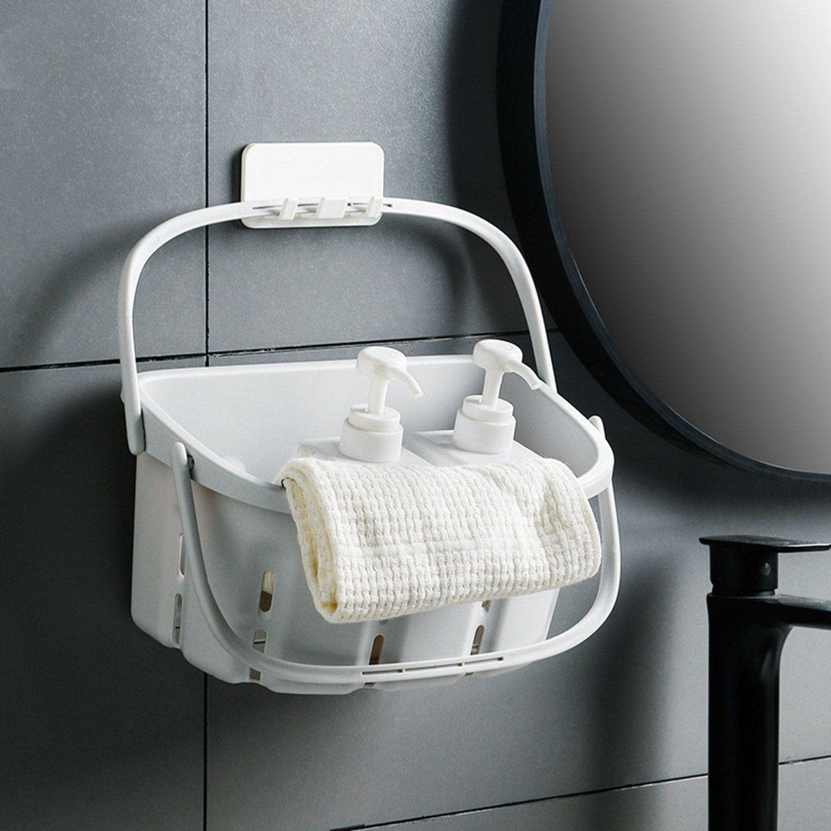 CALANDIS Plastic Shower Caddy Tote Portable Bathroom Basket for Dorm Bath Light Grey
