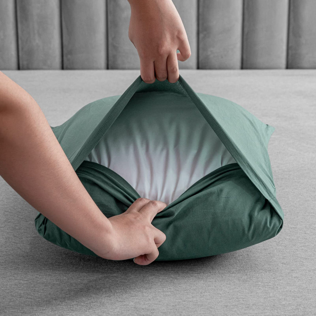 Jellymoni Pillowcases King Set Of 2 Cotton Envelope Pillow Covers Dark Green 20  36In Bed Pillow Cases 100% Washed Cotton Soft B