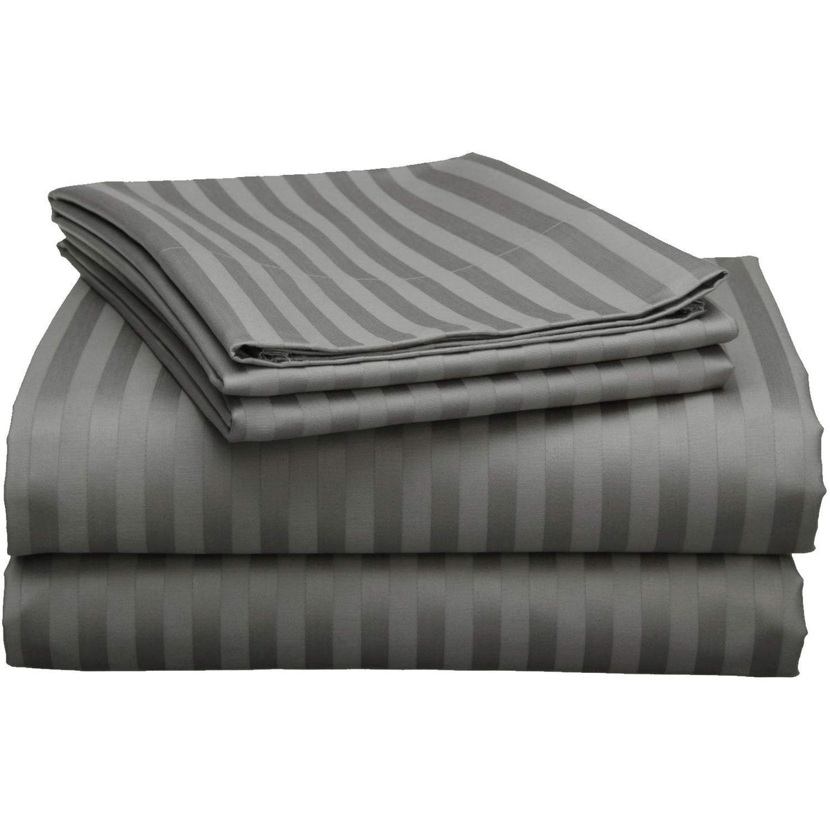 Top Split Head King Sheets Sets for Adjustable Beds - Split Head Flex Sheet Set - 32&quot; Split Top King Sheets - Dark Grey Stripe 100% Cotton Sheets - 400 Thread Count Bed Sheet Set - 4 Pcs Sheet Set