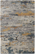 HomeRoots 513616 8 x 10 ft. Gray Yellow & Blue Wool Abstract Hand Tufted Handmade Stain Resistant Rectangle Area Rug