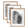Kate and Laurel Adlynn Rectangle Picture Frame Set of 3, 14 x 18 matted to 11 x 14, Brown, Transitional Three-Piece Frame Set fo
