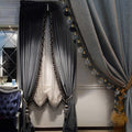 Helen Curtain Luxury Pom Poms Curtain For Living Room Blackout Velvet 2 Panels Curtains Set Luxury Tassel Bedroom Curtains (Iron