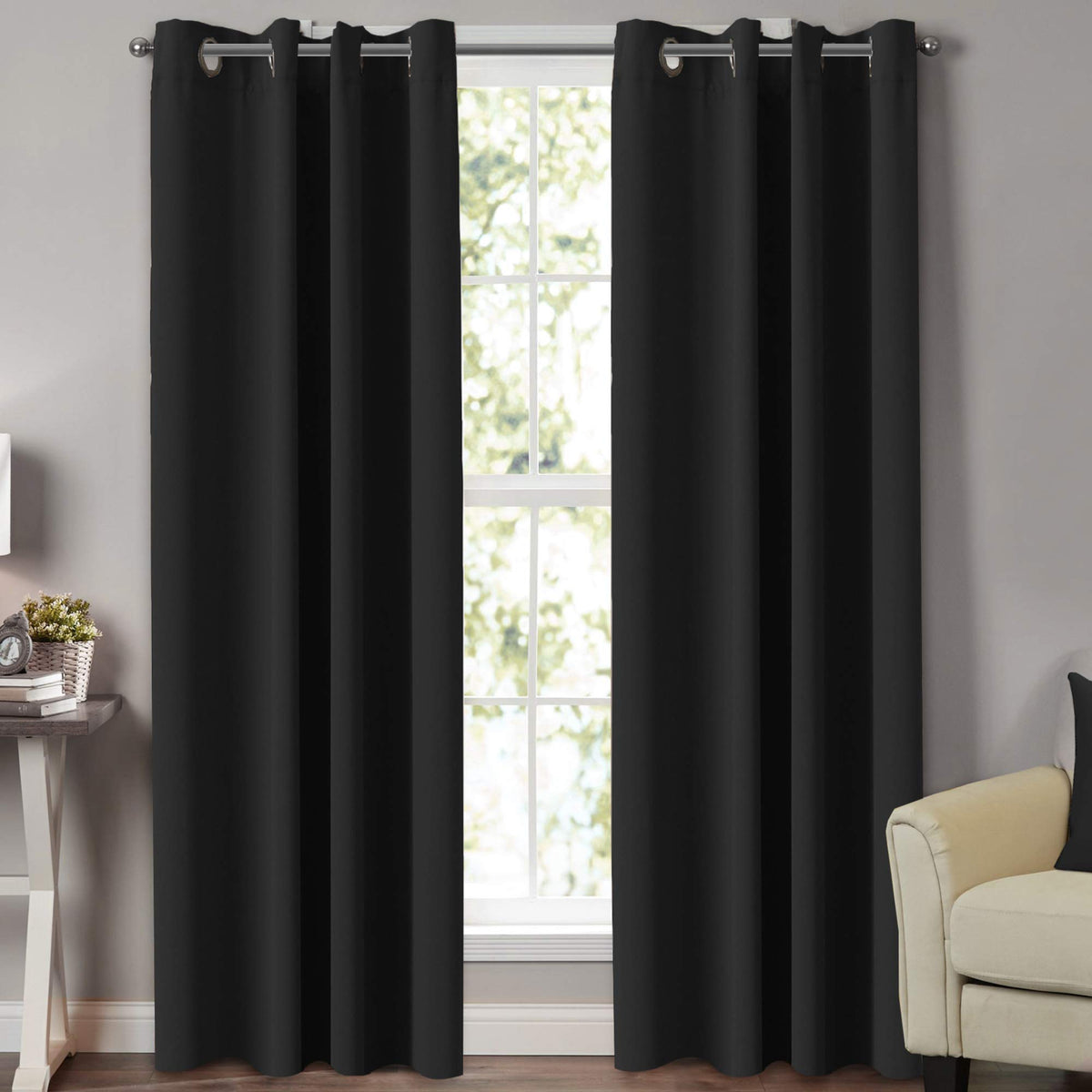 Turquoize Black Blackout Curtains For Bedroom Extra Long Black Curtains For Patio Door Thermal Insulated Grommet Window Treatmen