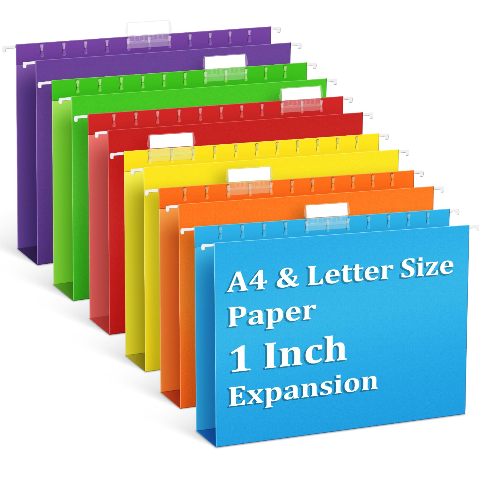 V-Opitos 6 Pack 1 Inch Expansion Hanging File Folders, Letter Size Hanging Folders With 1/5-Cut Adjustable Tab, Extra Capacity H