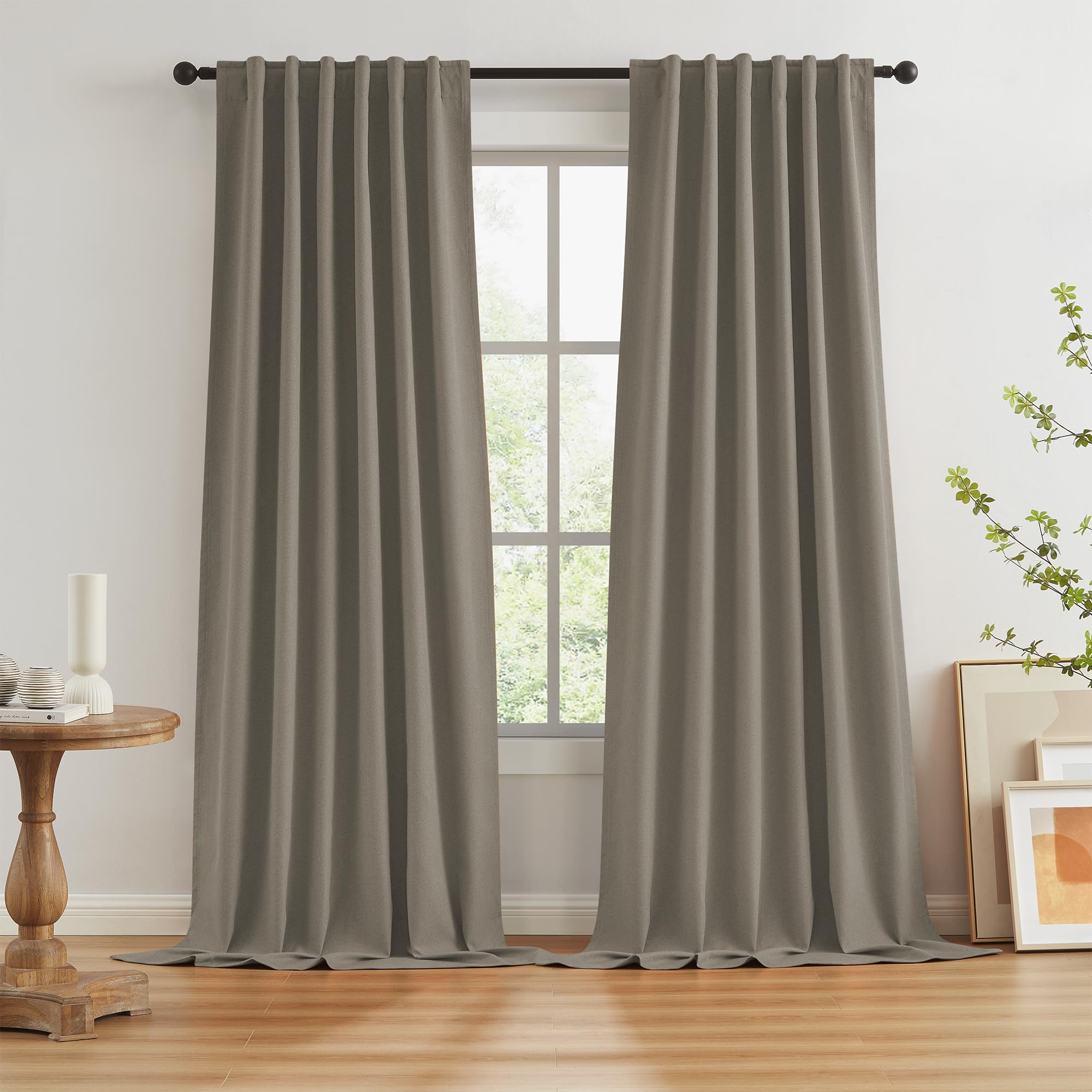 KEQIAOSUOCAI Extra Long Blackout Curtains 132 Inches Long 11 ft for High Ceiling Living Room Back Tab Rod Pocket Hook Belt Pleat
