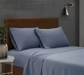 London Fog  Garment Wash Solid King 6 Piece Sheet And Pillowcase Set  Soft Microfiber Fabric  Blue