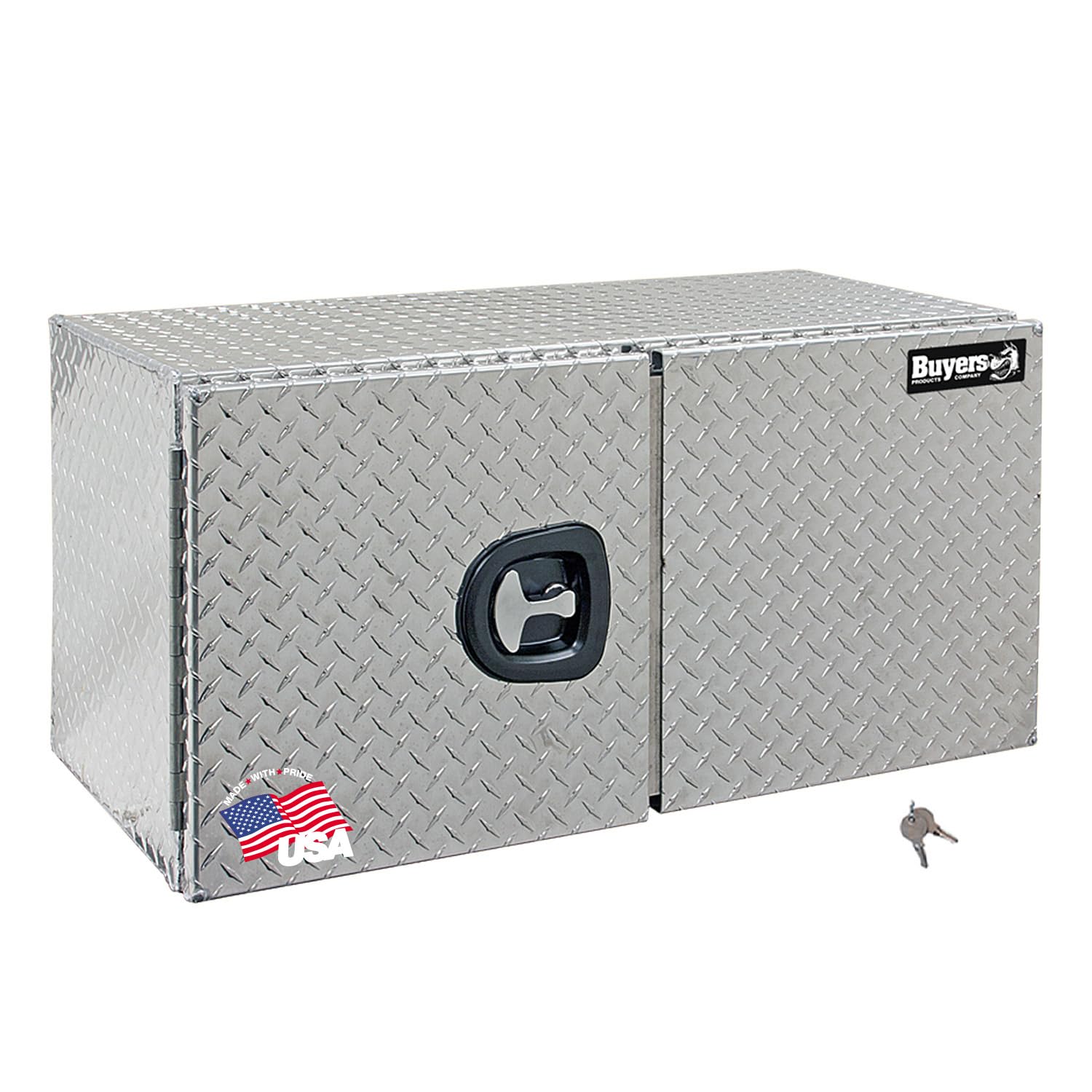 Buyers Products 1702235 Underbody Truck Tool Box with Barn Doors, 24x24x36 Inch, Diamond Tread Aluminum, Made in USA, Compressio