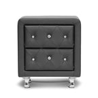 Baxton Studio Stella Crystal Tufted Upholstered Modern Nightstand, Black