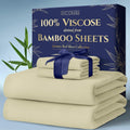 DECOLURE 100% Viscose Derived from Bamboo Sheets King Size 4pcs - Ultra Soft & Luxuriously Cooling, 17  Deep Pocket, Double Stit