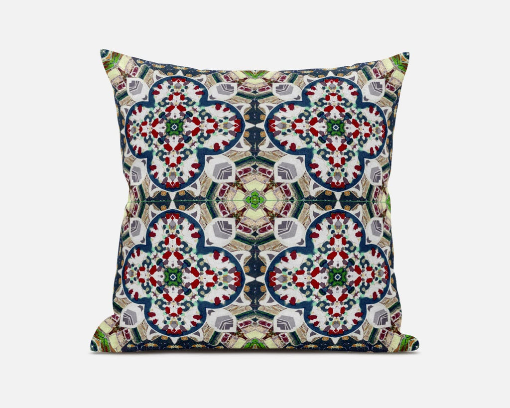 HomeRoots Green Red White Green White Cloverleaf Boho Suede Throw Pillow