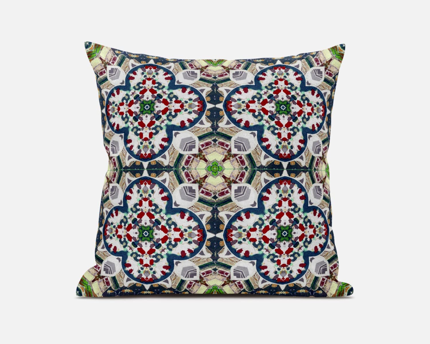 HomeRoots Green Red White Green White Cloverleaf Boho Suede Throw Pillow