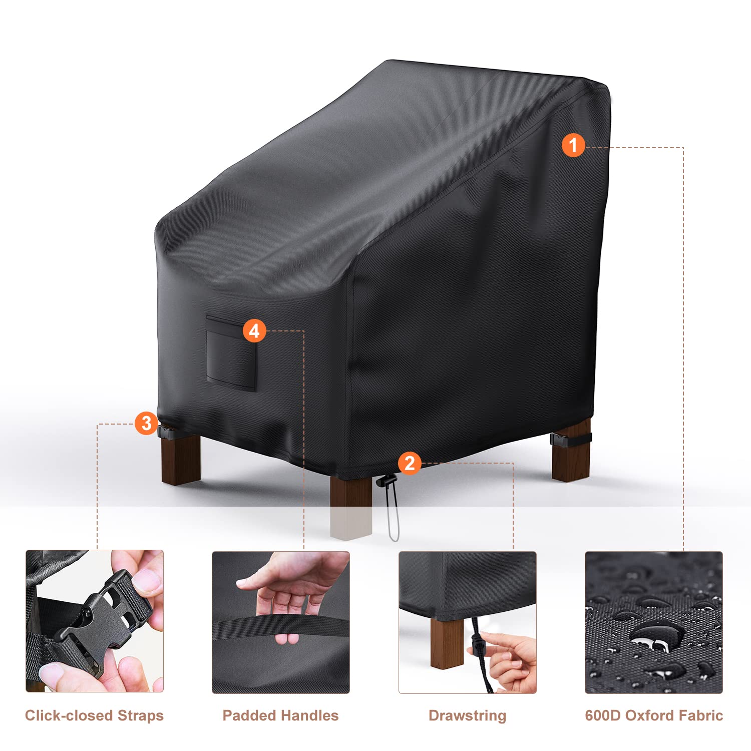Mrrihand Patio Chair Covers, Lounge Deep Seat Cover Waterproof, Heavy Duty Outdoor Lawn Patio Furniture Covers (38' W X 31' D X 29' H - 2 Pack)