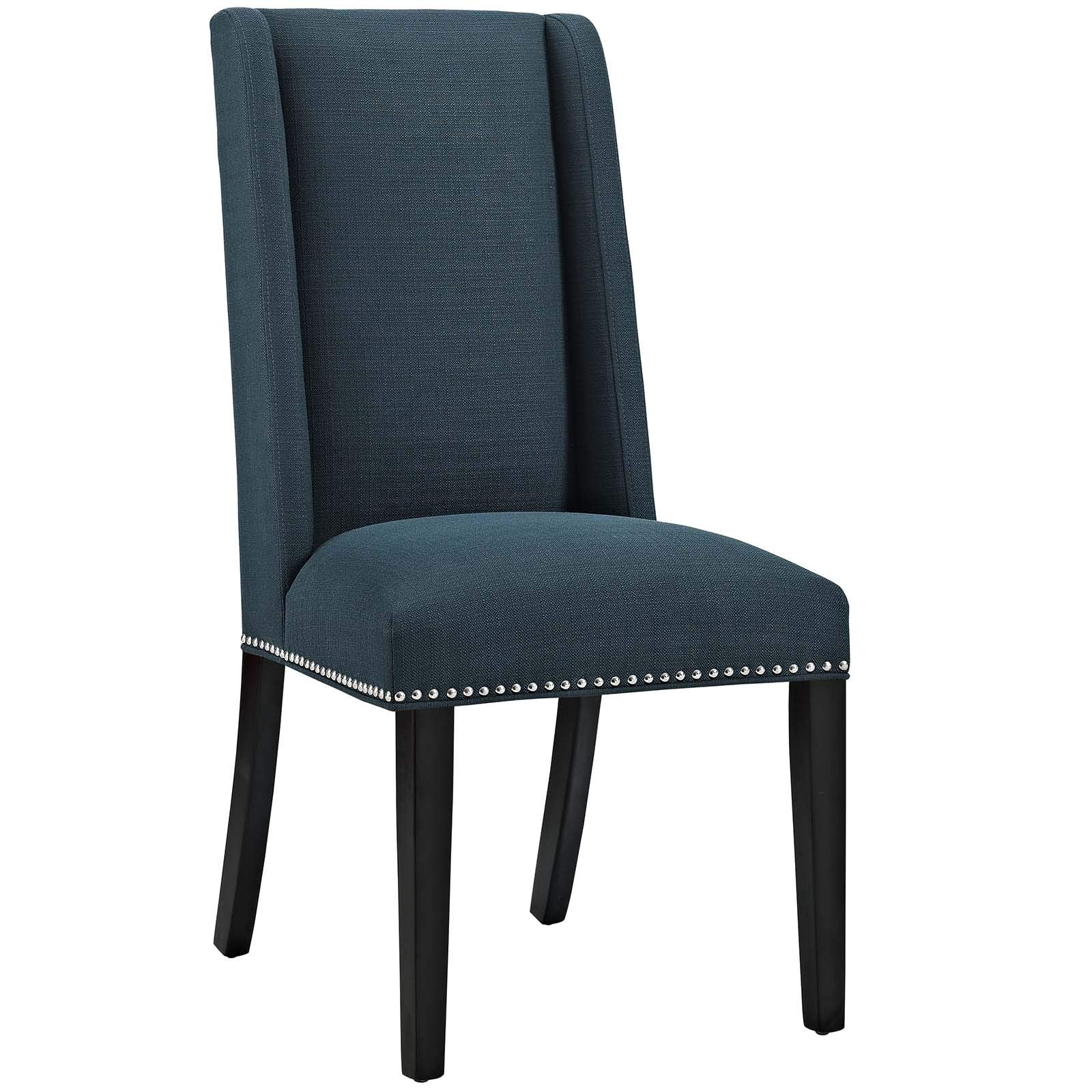 Modway Baron Modern Tall Back Wood Upholstered Fabric Four Dining Chairs In Azure