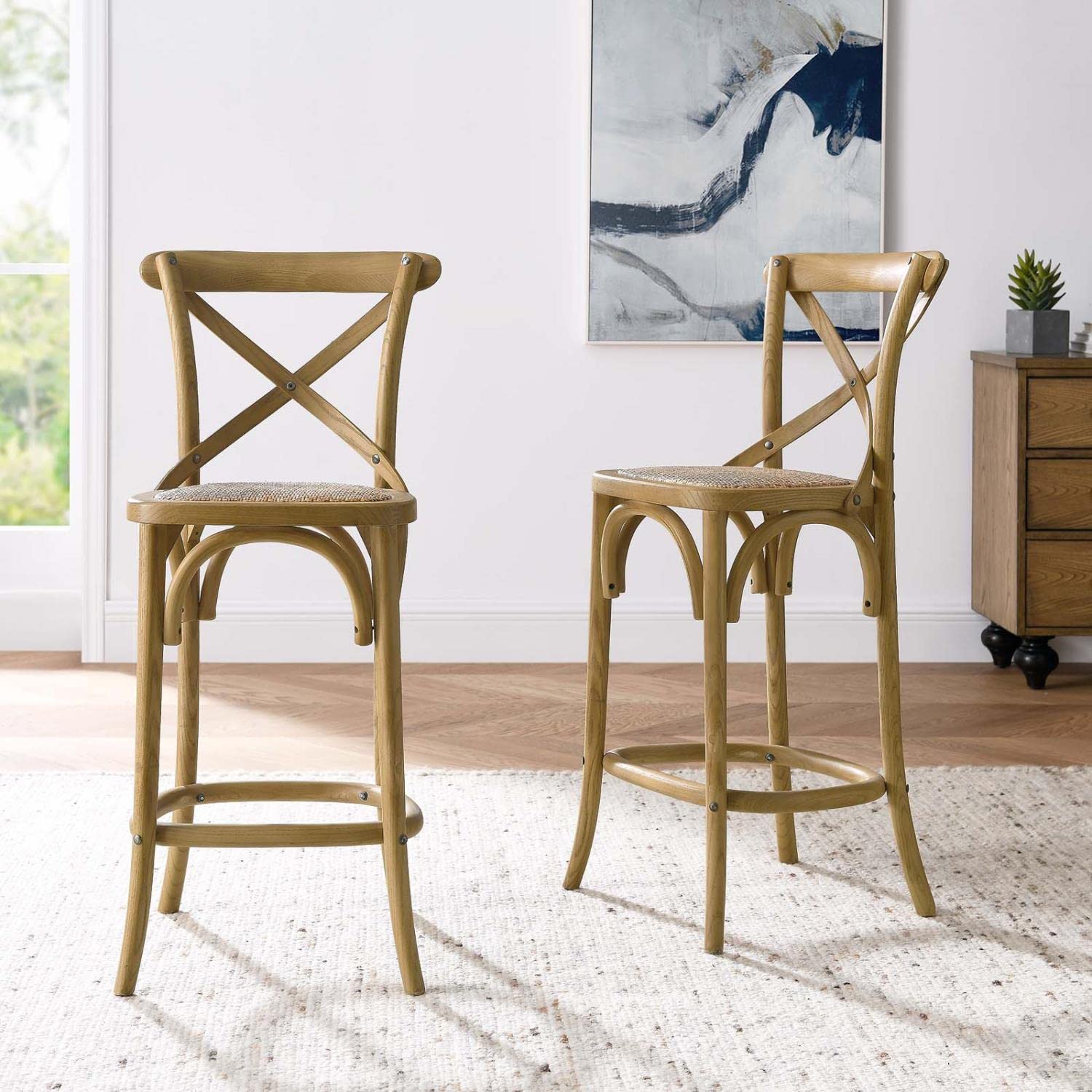 Modway Gear Counter Stool In Natural, 19 X 17.5 X 39.5
