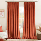 MIULEE Burnt Orange Velvet Curtains 84 Inches Long 2 Panels - Back Tab and Pleated Luxury Fall Window Curtains for Bedroom Livin