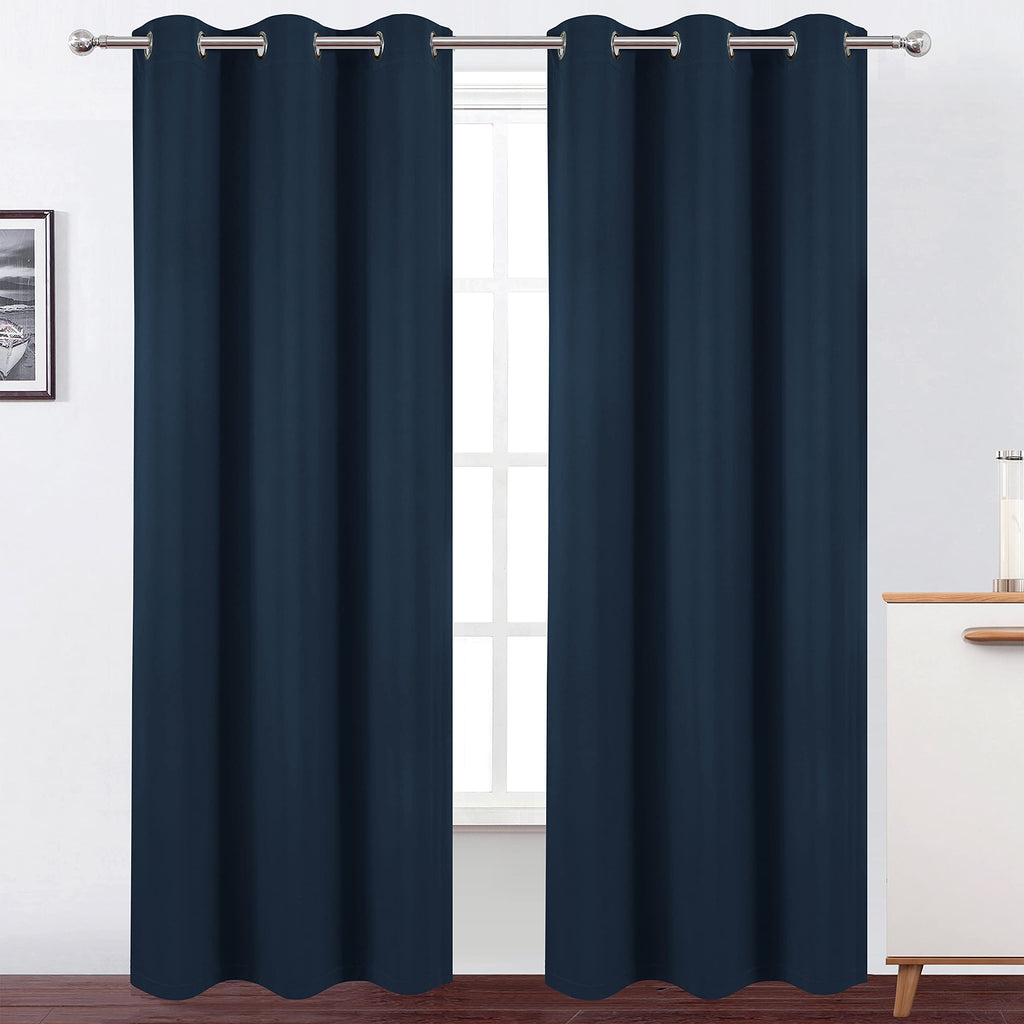 Lemomo 100% Blackout Curtains 40 X 84 Inch/Navy Blue Curtains 2 Panels With Black Lining Room Darkening Thermal Insulated Bedroo