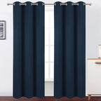 Lemomo 100% Blackout Curtains 40 X 84 Inch/Navy Blue Curtains 2 Panels With Black Lining Room Darkening Thermal Insulated Bedroo