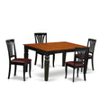 East West Furniture WEAV5-BCH-LC 5 Piece Dinette Set Includes a Rectangle Dining Room Table with Butterfly Leaf and 4 Faux Leather Upholstered Dining Chairs, 42x60 Inch, Black & Cherry