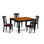 East West Furniture WEAV5-BCH-LC 5 Piece Dinette Set Includes a Rectangle Dining Room Table with Butterfly Leaf and 4 Faux Leather Upholstered Dining Chairs, 42x60 Inch, Black & Cherry
