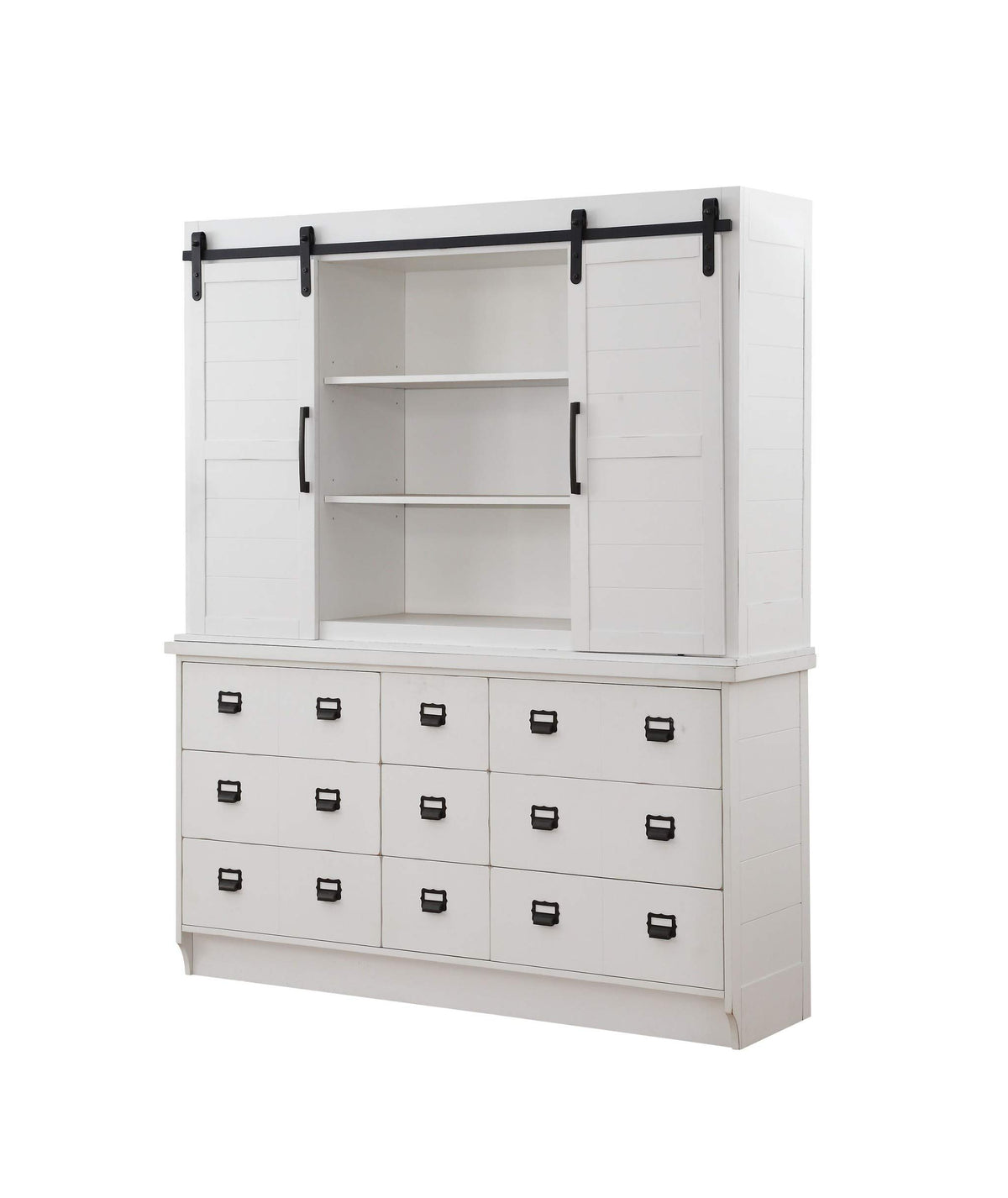 HomeRoots Furniture Hutch & Buffet in Antique White - Poplar, MDF (318944)