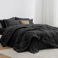 Love 'S Cabin King Size Comforter Set - Black, 7-Piece King Bed In A Bag, All Season Bedding Set With 1 Comforter, 1 Flat Sheet,