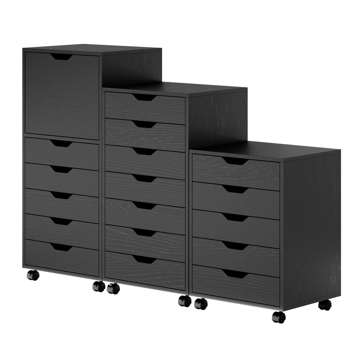 Winsome Wood Halifax 3-Pc Multi-Drawer Storage Cabinet Set, Black