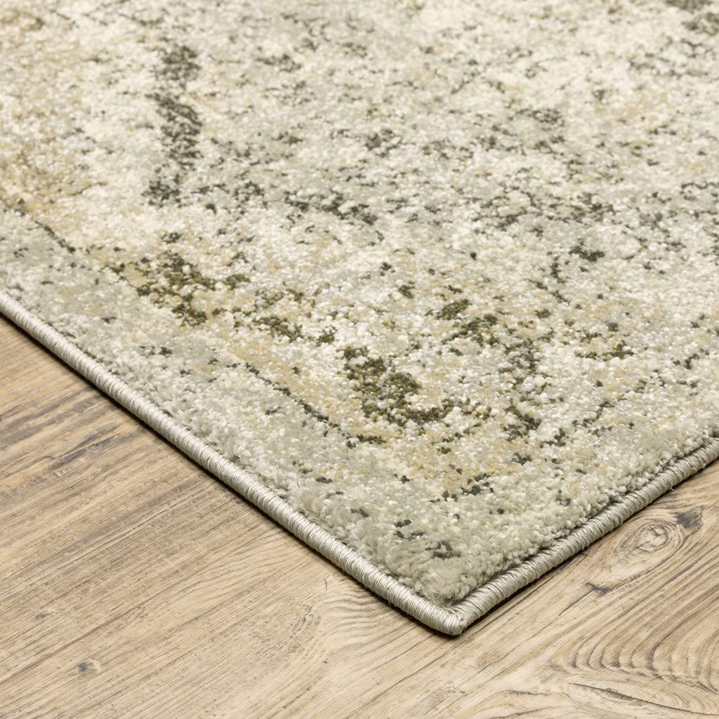 HomeRoots Polypropylene 7’ x 10’ Ivory and Gray Floral Trellis Indoor Area Rug