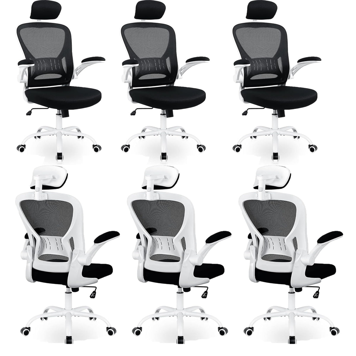 6 Pack Office Chair Ergonomic Desk Chair Comfort Adjustable Height With Wheels,Lumbar Support Mesh Swivel Computer Home Office C
