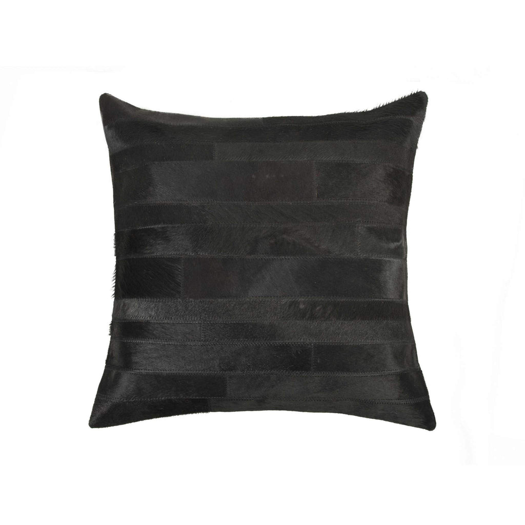 HomeRoots Cowhide, Microsuede, Polyfill 18' X 18' X 5' Black Pillow