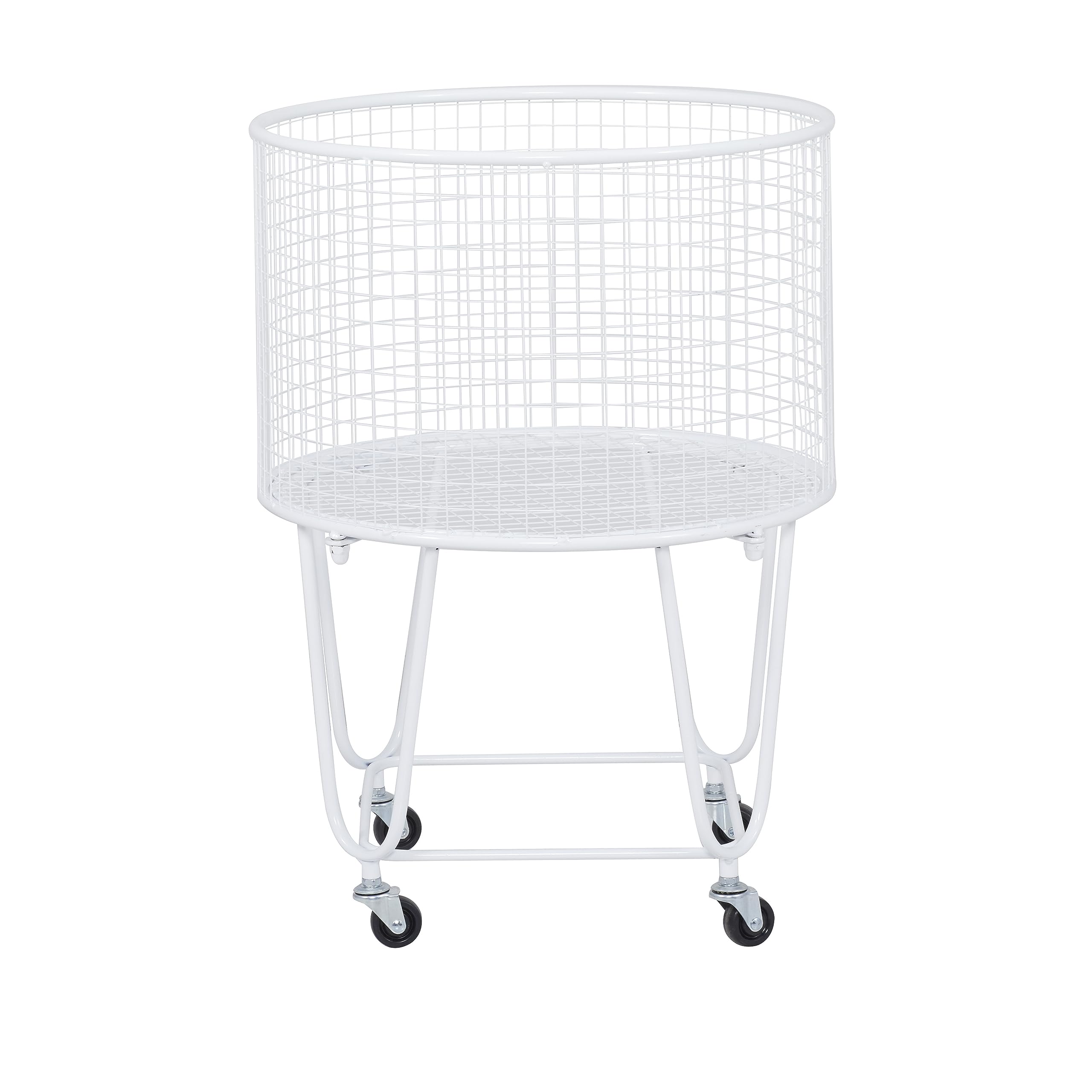 Deco 79 Metal Round Storage Cart With Wheels, 18' X 18' X 24', White