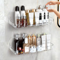 Lsnisni Acrylic Shower Shelves 2 Pack, Adhesive Clear Bathroom Shelf, Plastic Shower Caddy with Self Adhesive Tape, No Drilling,