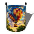Ti Caldi Hot Air Balloon Laundry Basket, Sunset Woodland Storage Hamper, Round Collapsible Waterproof Cloth Bin, 19.7x15.7 Inch 
