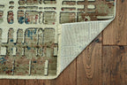 HomeRoots Shrink Polyester 4’ x 6’ Ivory Khaki Distressed Plaid Area Rug