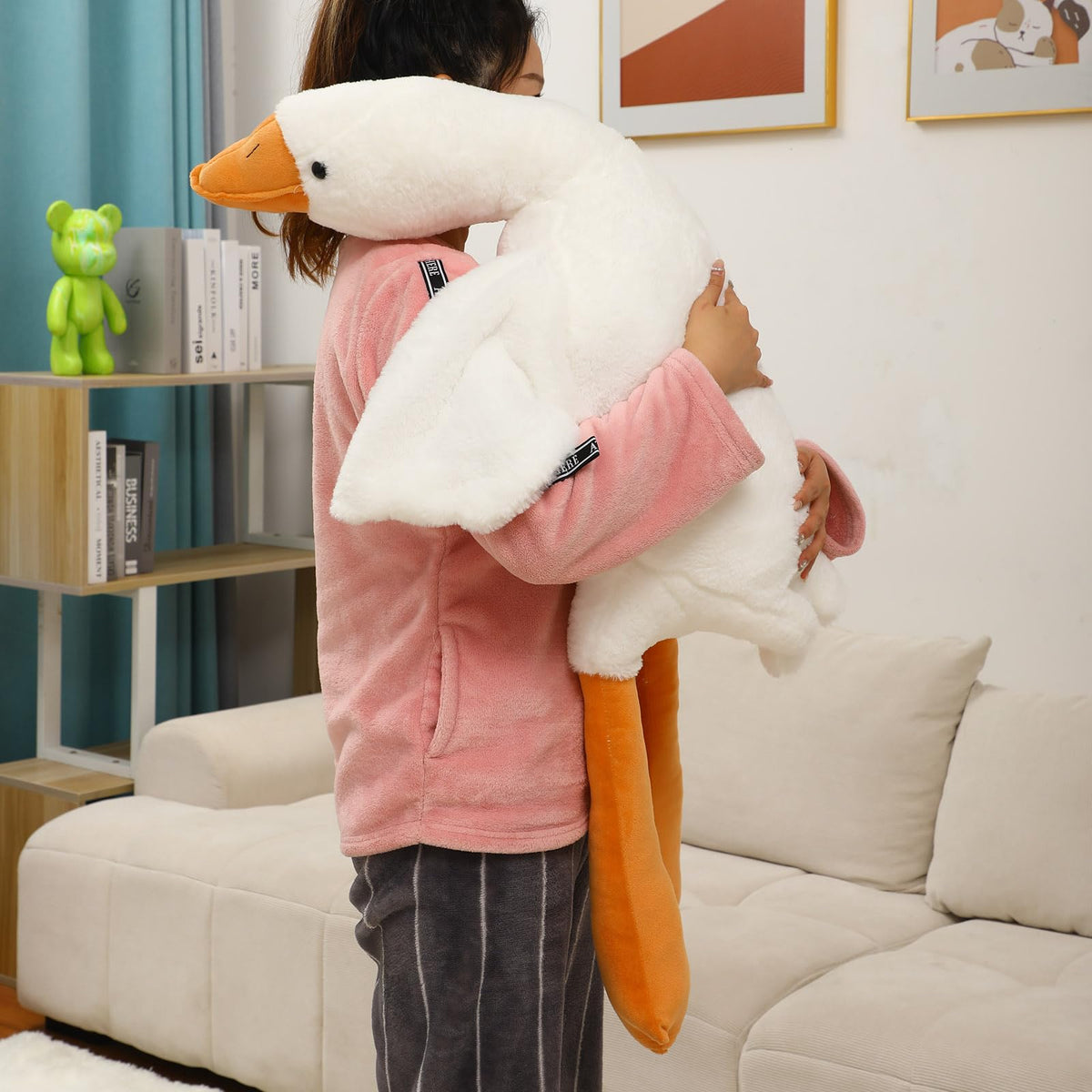 Fovima 36 Inch Goose Stuffed Animal, Duck Plush Giant Goose Plush, Cute Stuffed Animals, White Swan Plushie Hugging Pillow Toy G
