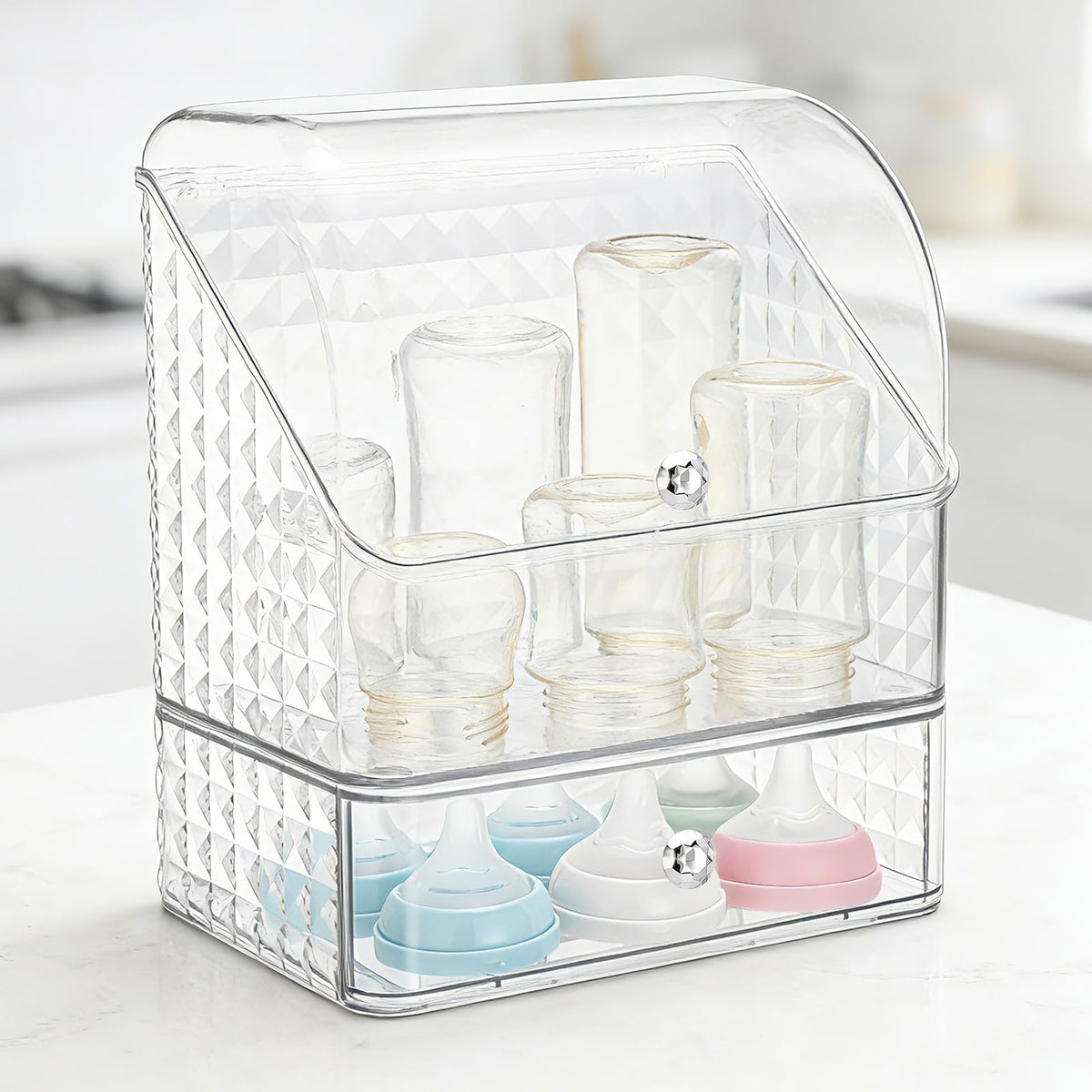 Biubee Fliptop Baby Bottle Organizer for 6 to 8 Bottles, Easy to Access