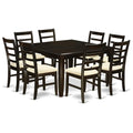 East West Furniture PARF9-CAP-C 9 Piece Dining Table Set Includes a Square Dining Room Table with Butterfly Leaf and 8 Linen Fabric Upholstered Chairs, 54x54 Inch, Cappuccino