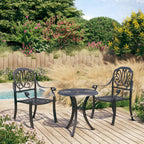 vidaXL Bistro Set 3 Piece, Table and Chair for Balcony, Bistro Table for Yard Park, Outdoor Furniture, Industrial Style, Cast Aluminum Black