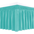 Biscaynebay Wrap Around Bed Skirts For King & Cal King Beds 17' Long Drop, Aqua Adjustable Elastic Dust Ruffles Easy Fit Wrinkl