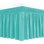 Biscaynebay Wrap Around Bed Skirts For Twin & Twin Xl Beds 15' Drop, Aqua Adjustable Elastic Dust Ruffles Easy Fit Wrinkle & Fa
