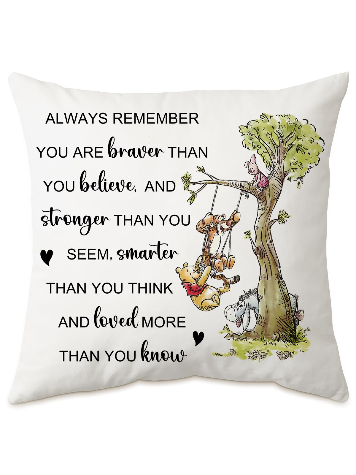 Kisjo You'Re Braver Than You Believe Pillow Cover - Throw Pillow Cover Case Square Couch Pillow Cover Inspirational Sofa Bedroom