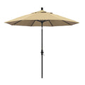 California Umbrella 9 Round Aluminum Market Umbrella, Crank Lift, Collar Tilt, Black Pole, Pacifica Beige