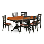 East West Furniture PLNI7-BCH-LC 7 Piece Modern Dining Table Set Consist of an Oval Wooden Table with Butterfly Leaf and 6 Faux Leather Dining Room Chairs, 42x78 Inch, Black & Cherry