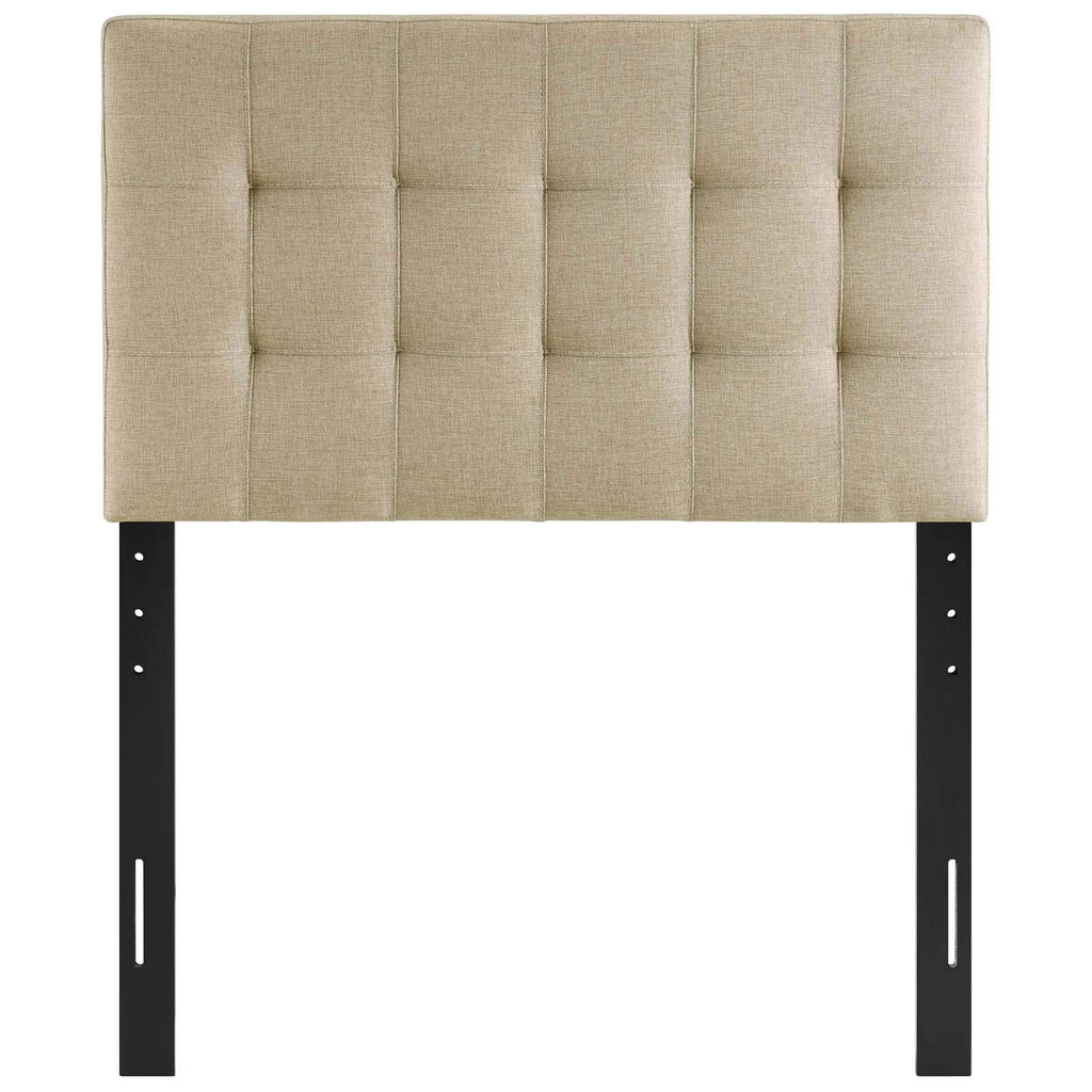 Modway Lily Tufted Linen Fabric Upholstered Twin Headboard in Beige