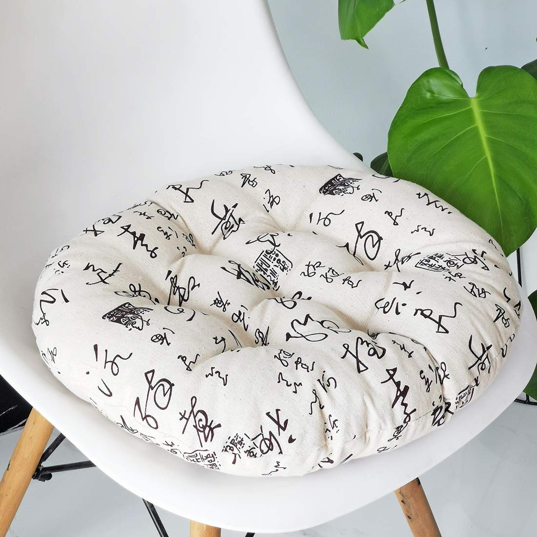 Vctops Bohemian Soft Round Chair Pad Garden Patio Home Kitchen Office Seat Cushion Calligraphy Diameter 16'