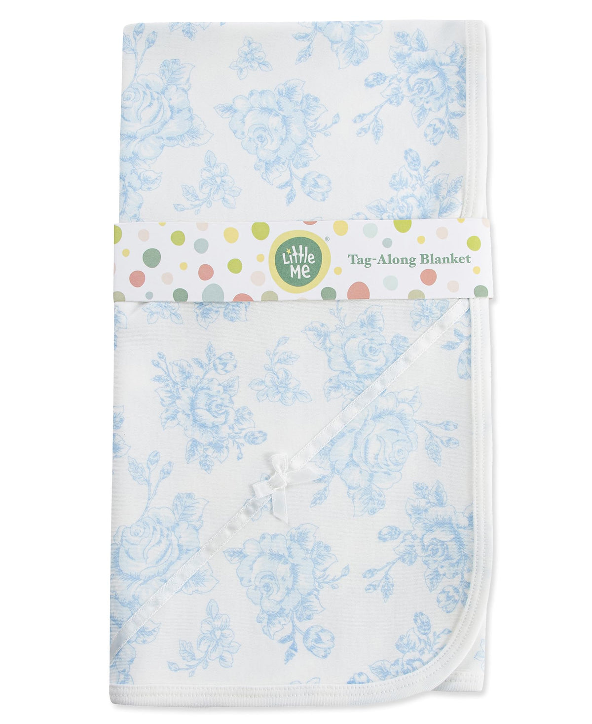 Little Me Blankets For Baby Girls' Swaddling Receiving Blanket, Blue Roses, 30 X 27 Inches